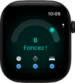 Apple Watch Series 12, boîtier en aluminium, noir, score de préparation de 8, côté droit, Digital Crown