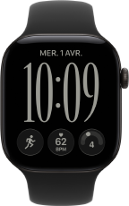 Apple Watch Series 12, boîtier en aluminium, noir, cadran Responsive Art, Bracelet Sport, noir