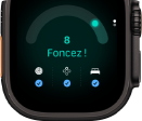 Apple Watch Ultra 4, boîtier en titane, noir, score de préparation de 8, côté droit, Digital Crown, bouton latéral en saillie