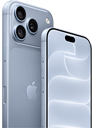 iPhone, coloris glacier (bleu clair), vue arrière montrant le Ceramic Shield, le système caméra à trois objectifs