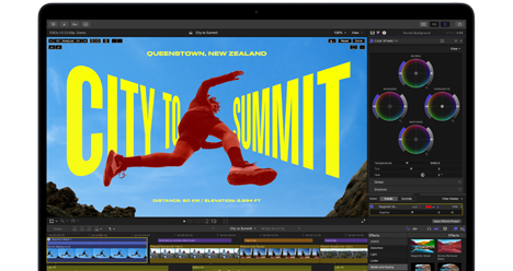 MacBook Air affichant un montage vidéo pour mettre en avant les capacités de la puce M5